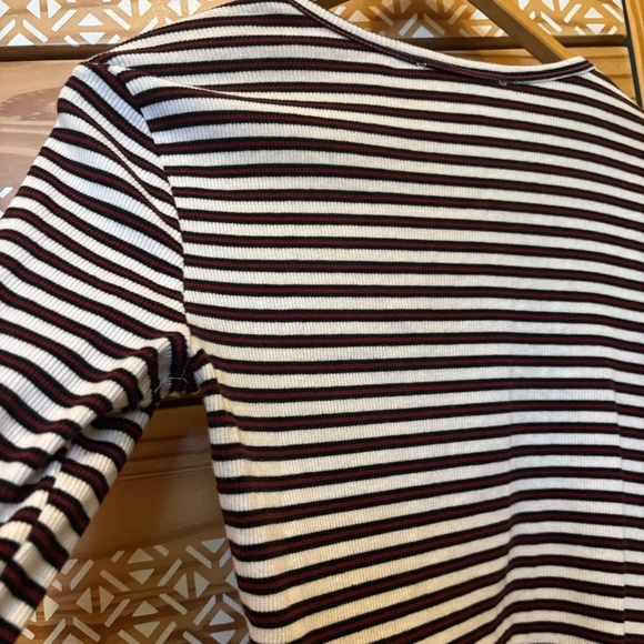 Long sleeved striped ribbed cotton crop top - Picture 4 of 5